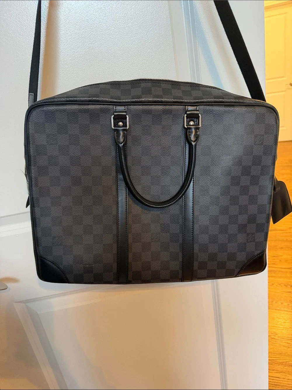Louis Vuitton Graphite Checker Briefcase with Black Trim